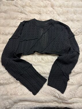 Urban Outfitters Black Cropped Knit Sweater